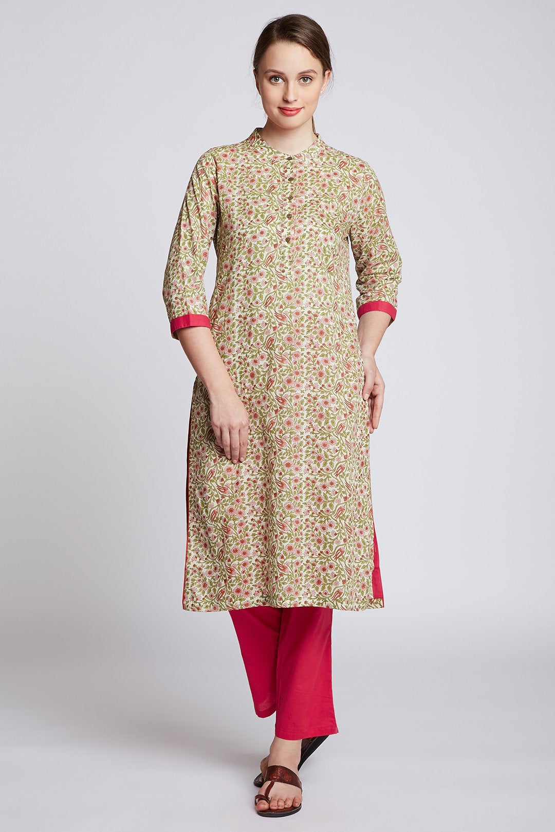 Hand Embroidered Straight Fit Kurta with Pants and Dupatta - Yellow – FASHOR